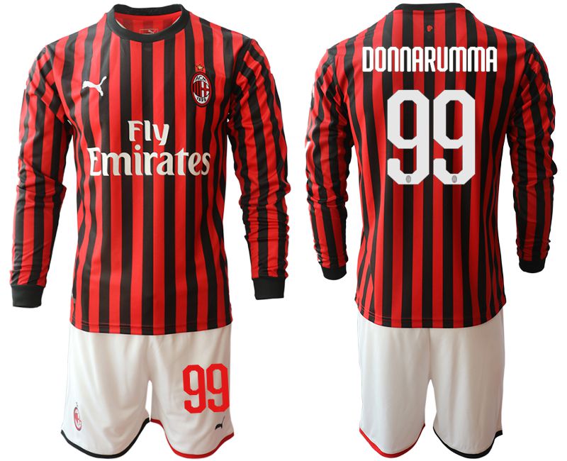 Men 2019-2020 club AC milan home long sleeve #99 red Soccer Jerseys->ac milan jersey->Soccer Club Jersey